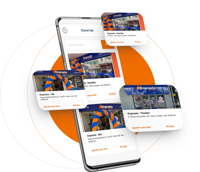 celular com imagens das lojas Empresta